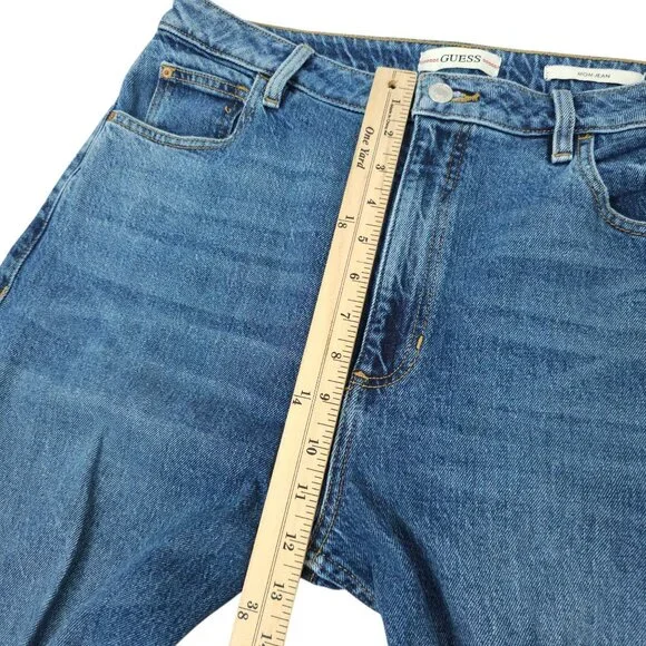 Guess Mom Jeans High Rise Womens 31x27 Med Wash Denim Ankle Style Cropped Pants - Picture 8 of 15